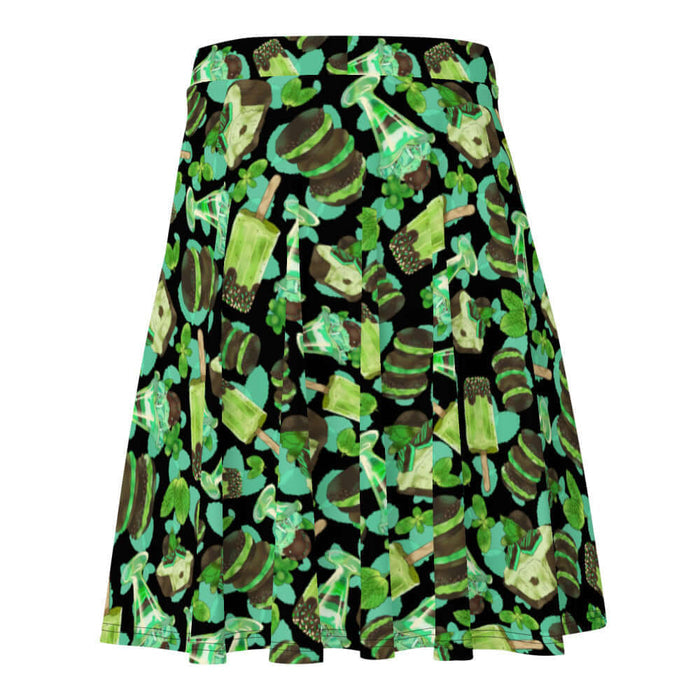 Choco Mint kawaii skater skirt in mint with mint-cream sandwich cookies and mint parfaits