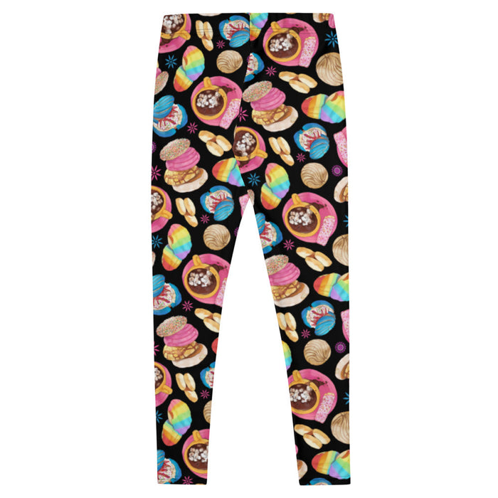 Pan Dulce kawaii leggings in yellow with polvorón cookies and cocoa swirls