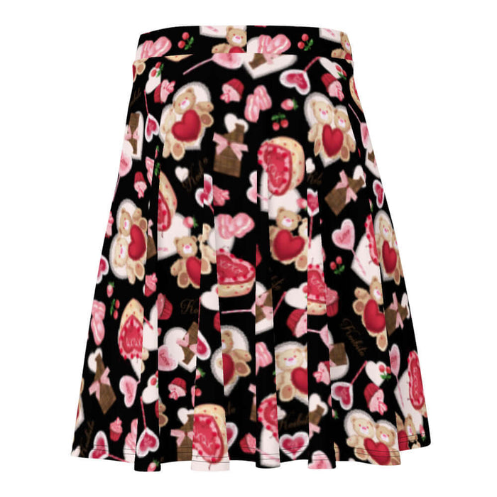 Sugar Sweetheart kawaii skater skirt with love-note lollipops and lace doily hearts