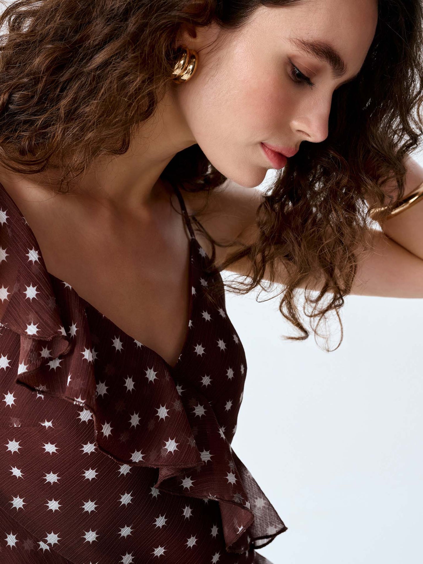 Francie Top in Brown Starburst Print