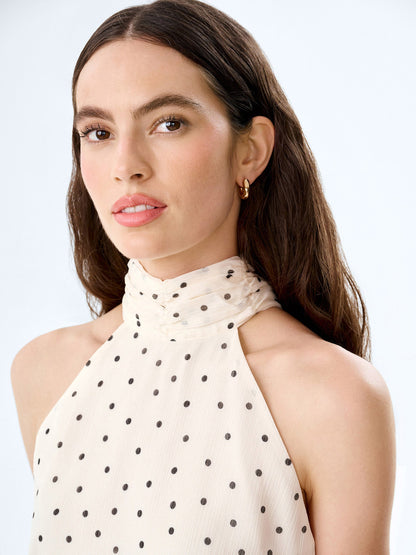 Romeo Dress in White Polka Dot