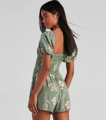 Walkin' On Sunshine Floral Puff Romper