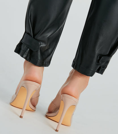 Hide And Sleek Faux Leather Cargo Joggers