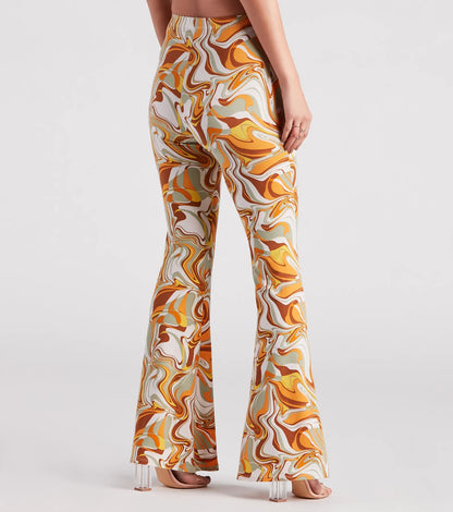Swirl Of Attraction Printed Flare Pants
