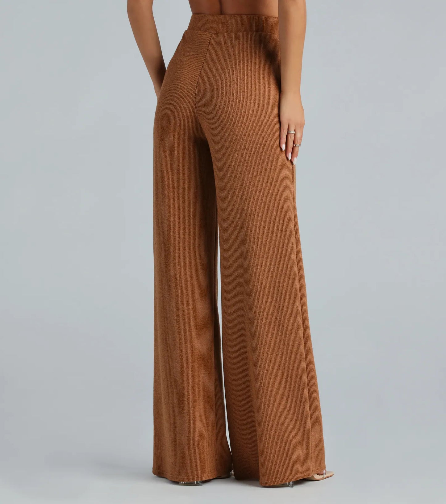 Weekend Mood Hacci Knit Wide-leg Pants