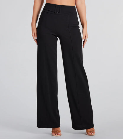 Perfect Look Belt-Detail Trouser Pants