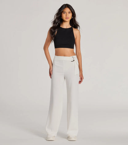 With Confidence High-Rise Straight-Leg Crepe Pants
