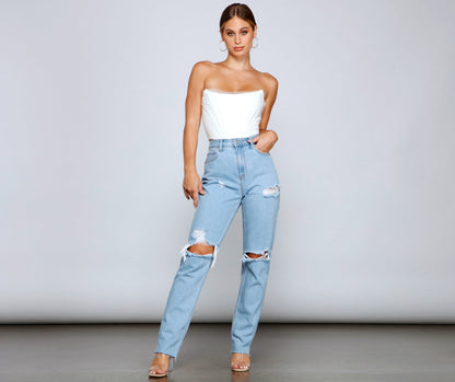 Casual Distressed Straight-Leg Jeans