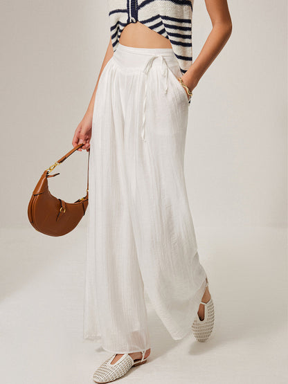 Mid-Waist Pocket Detail Tie Pants