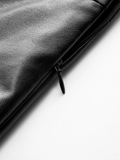 Faux Leather Slit Mini Skirt