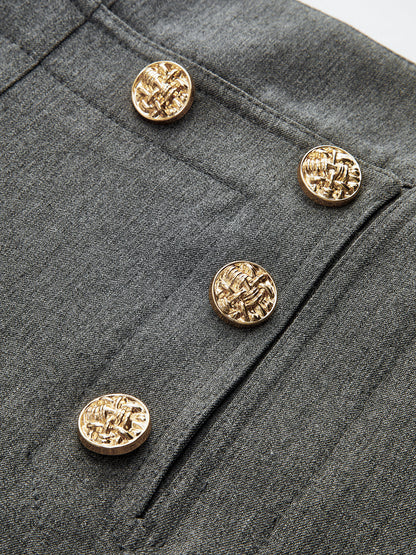 Metal Detail Wide-Leg Pants