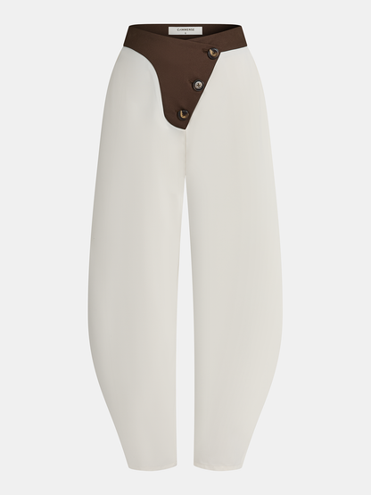 Contrast Waistband Asymmetric Balloon Pants