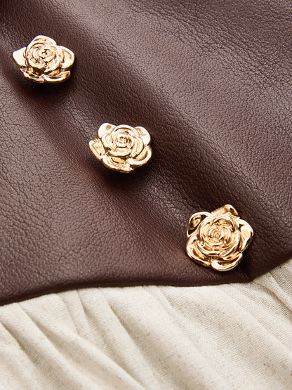 High Waist Faux Leather Panel Balloon Pants