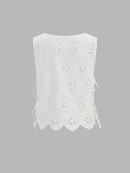 Eyelet Embroidery Two Piece Pants Set