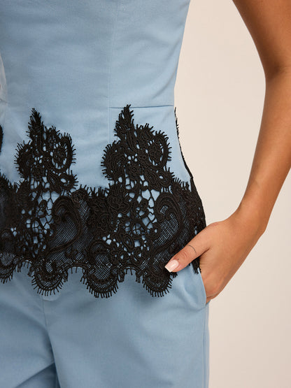 Lace Hem Strapless Top & Pants Set
