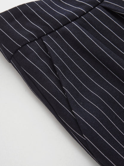 Mid Waist Tie Cuff Striped Pants