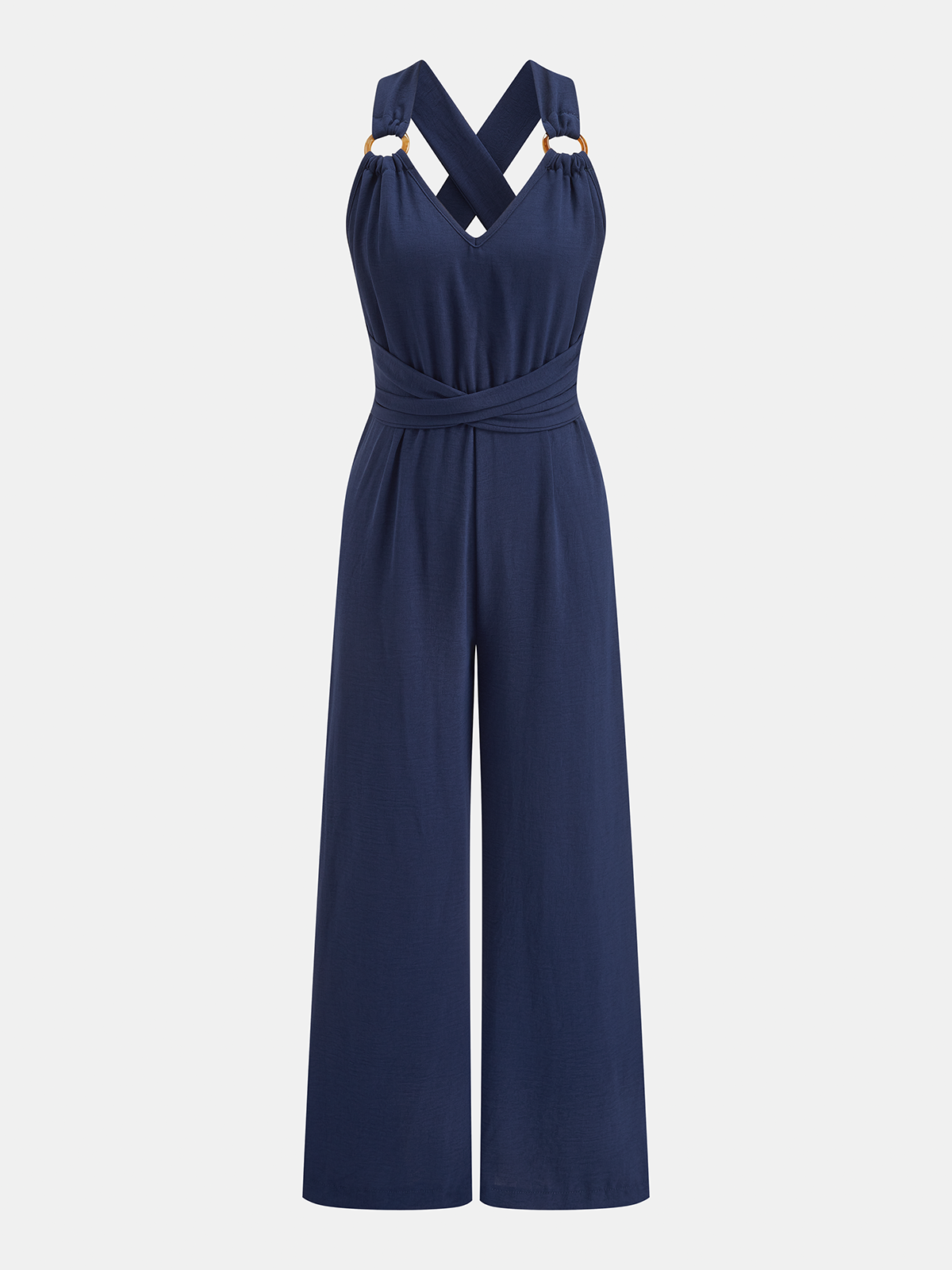 O-Ring Cross Back Wide Leg Jumpsuit