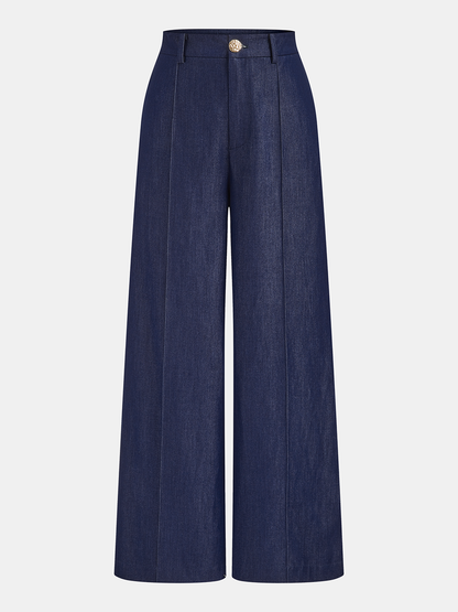 Metal Frog Button Halter Neck Pants Set