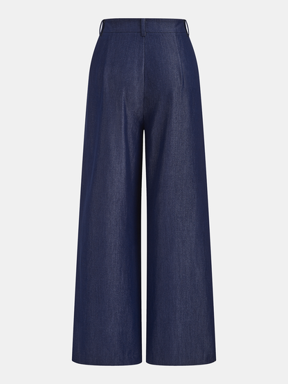 Metal Frog Button Halter Neck Pants Set