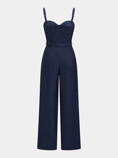Sweetheart Belted Wide Leg Jumpsuit