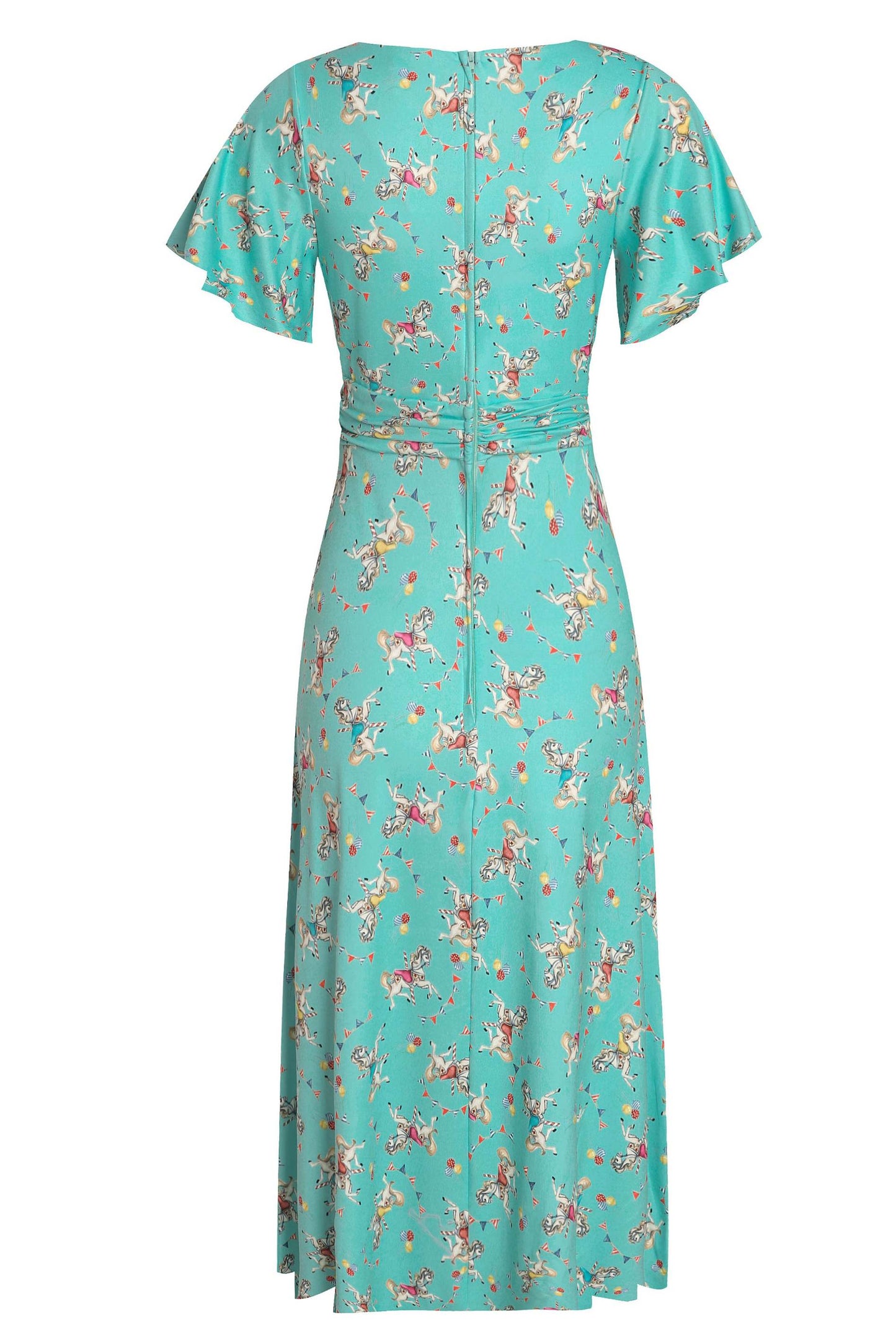 Donna Crossover Bust Turquoise Carousel Dress