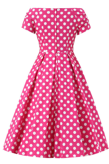 Lily Hot Pink Off Shoulder Spot Dress