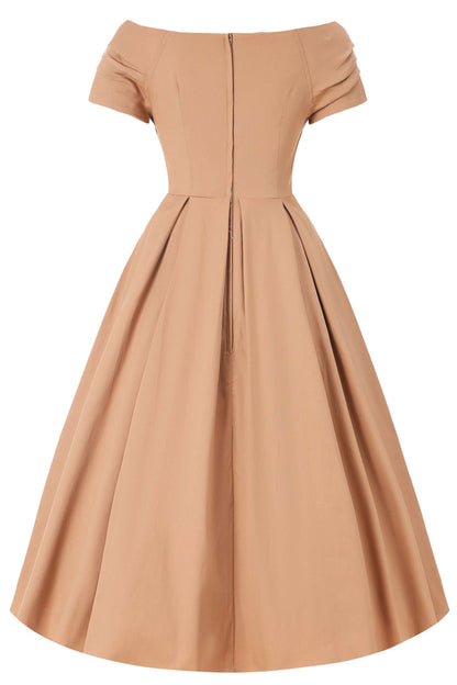 Lily Khaki Cream Off Shoulder Dress
