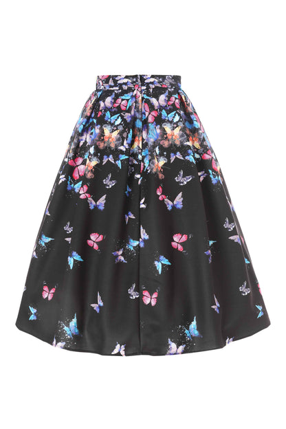 Aisley Midnight Butterfly Box Pleated Skirt