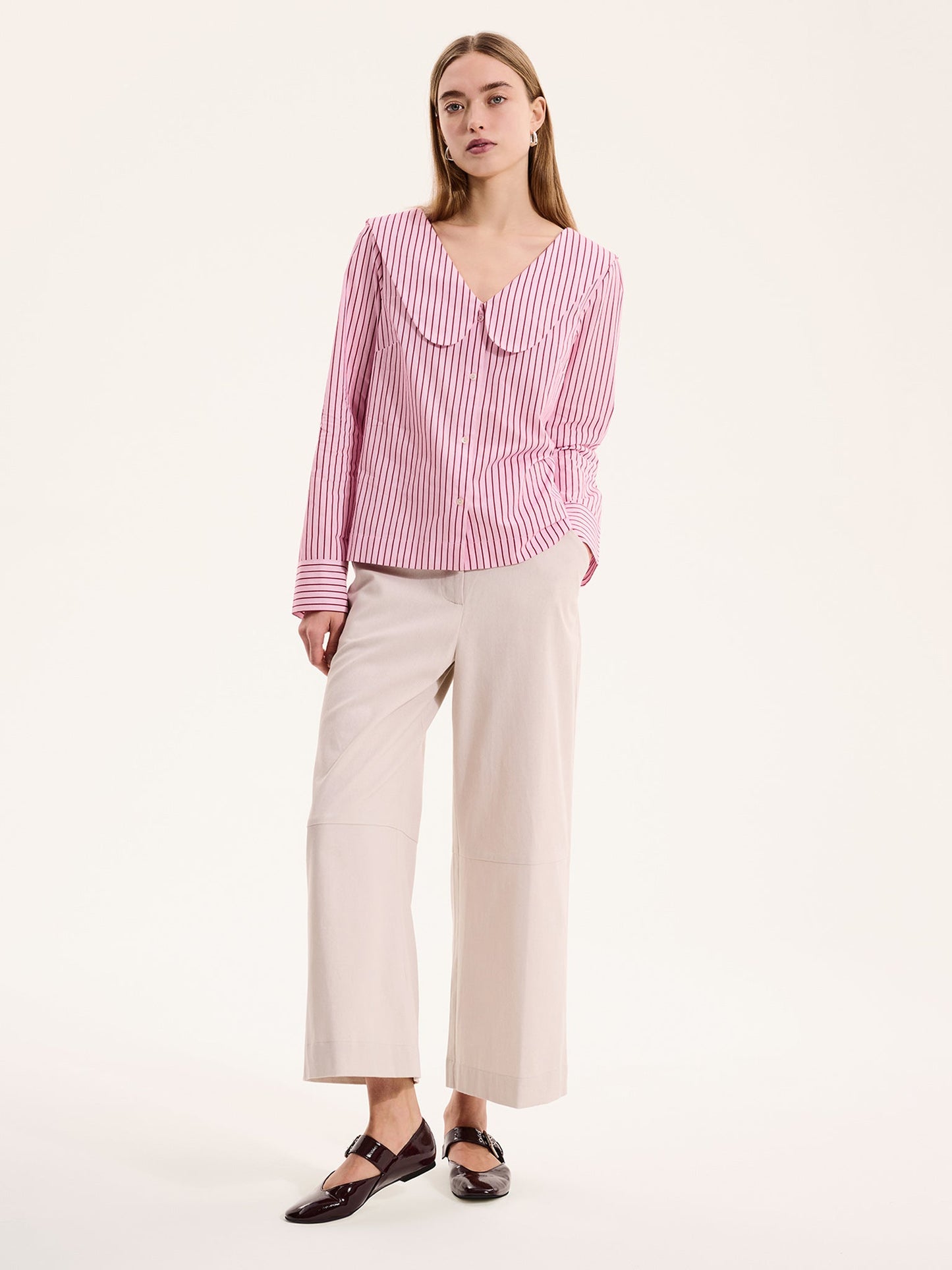 Caitlin Oversized Collar Blouse in Pink