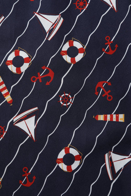 Melissa Red & Navy Nautical Strapless Dress
