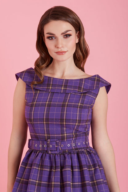 Cindy Full Circle Dress in Purple Tartan