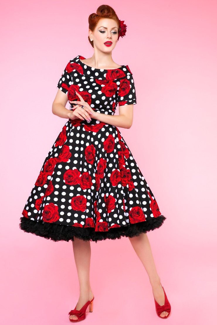 Darlene Polka & Roses Swing Dress