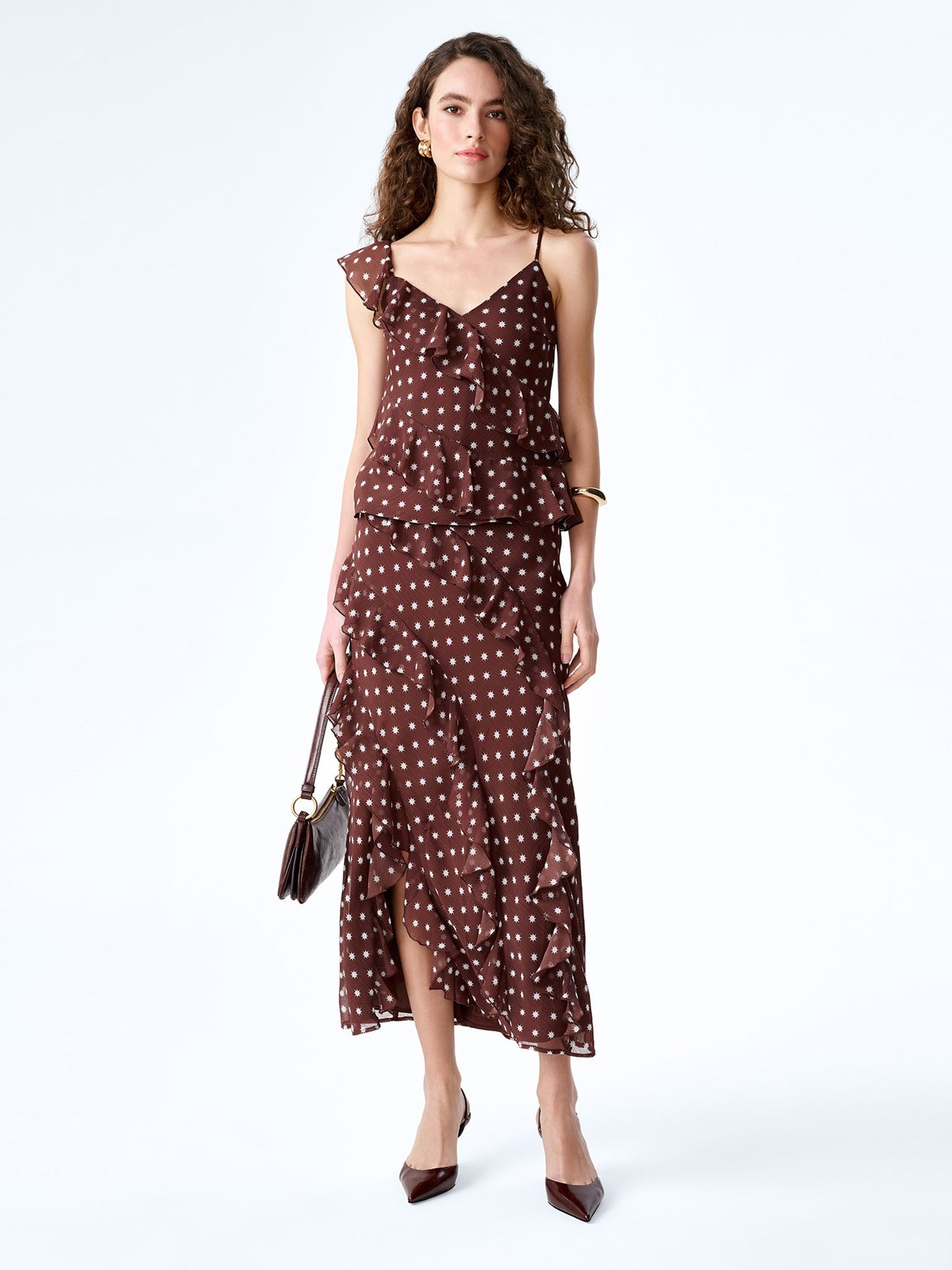Francie Top in Brown Starburst Print