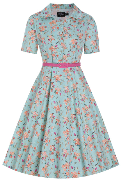 Penelope Mint Green Floral Shirt Dress