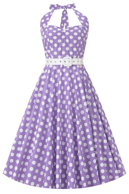 Daisy Lilac Polka Dot Halter Dress