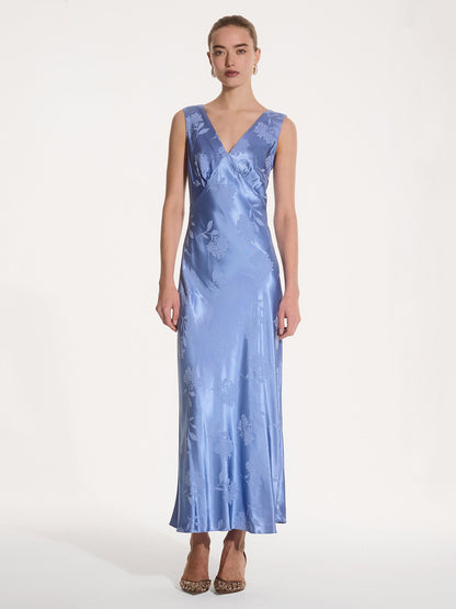 Iris Jacquard Dress in Blue