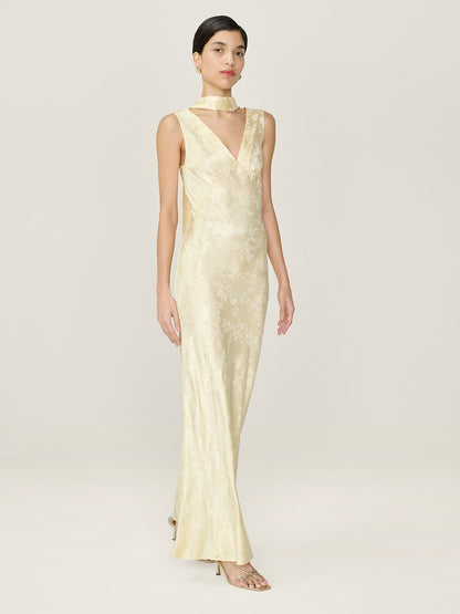 Iris Jacquard Dress in Double Cream