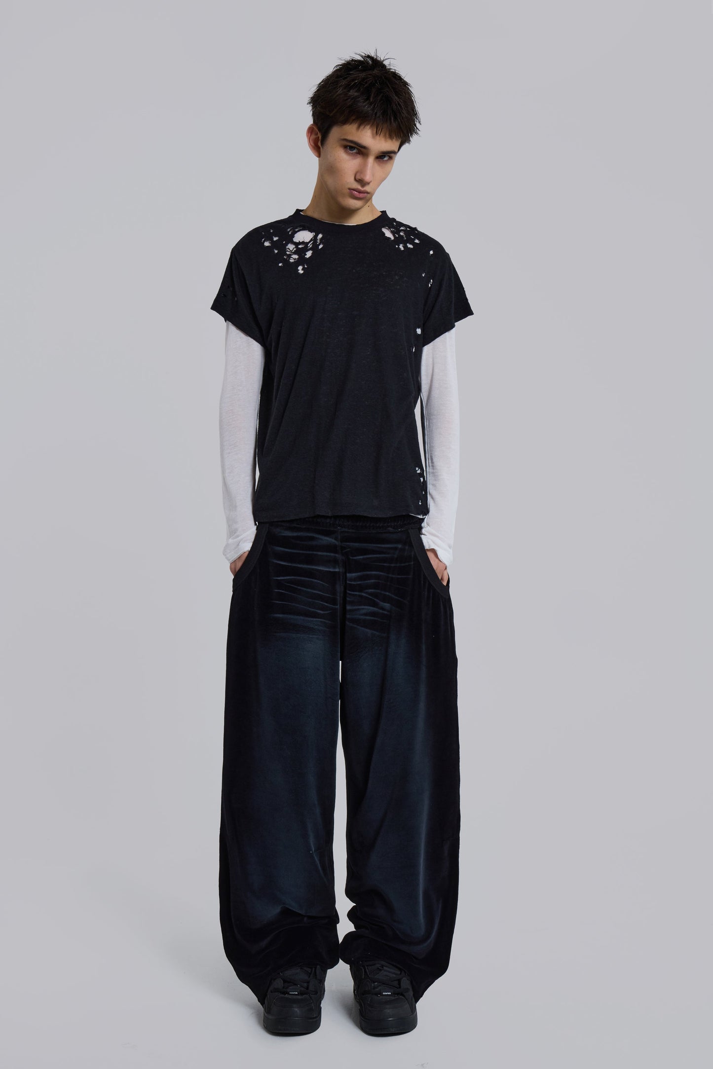 Denim Wash Velour Monster Jogger