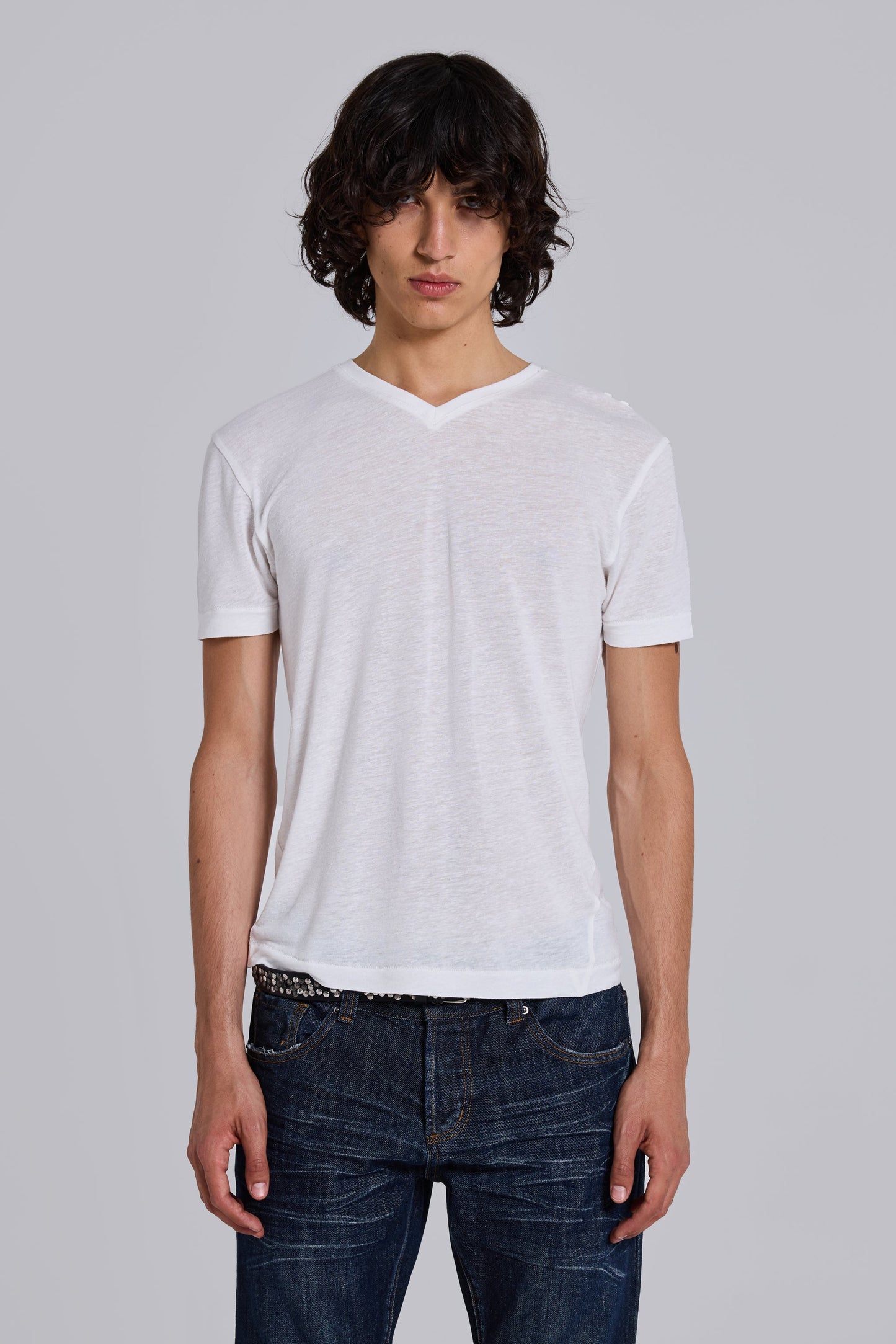 Linen V-Neck T-Shirt