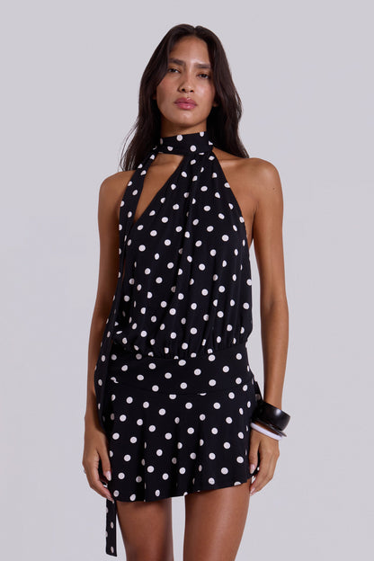 Enya Backless Mini Dress in XL Polkadot