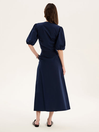 Olive A Line Midi Skirt in Navy