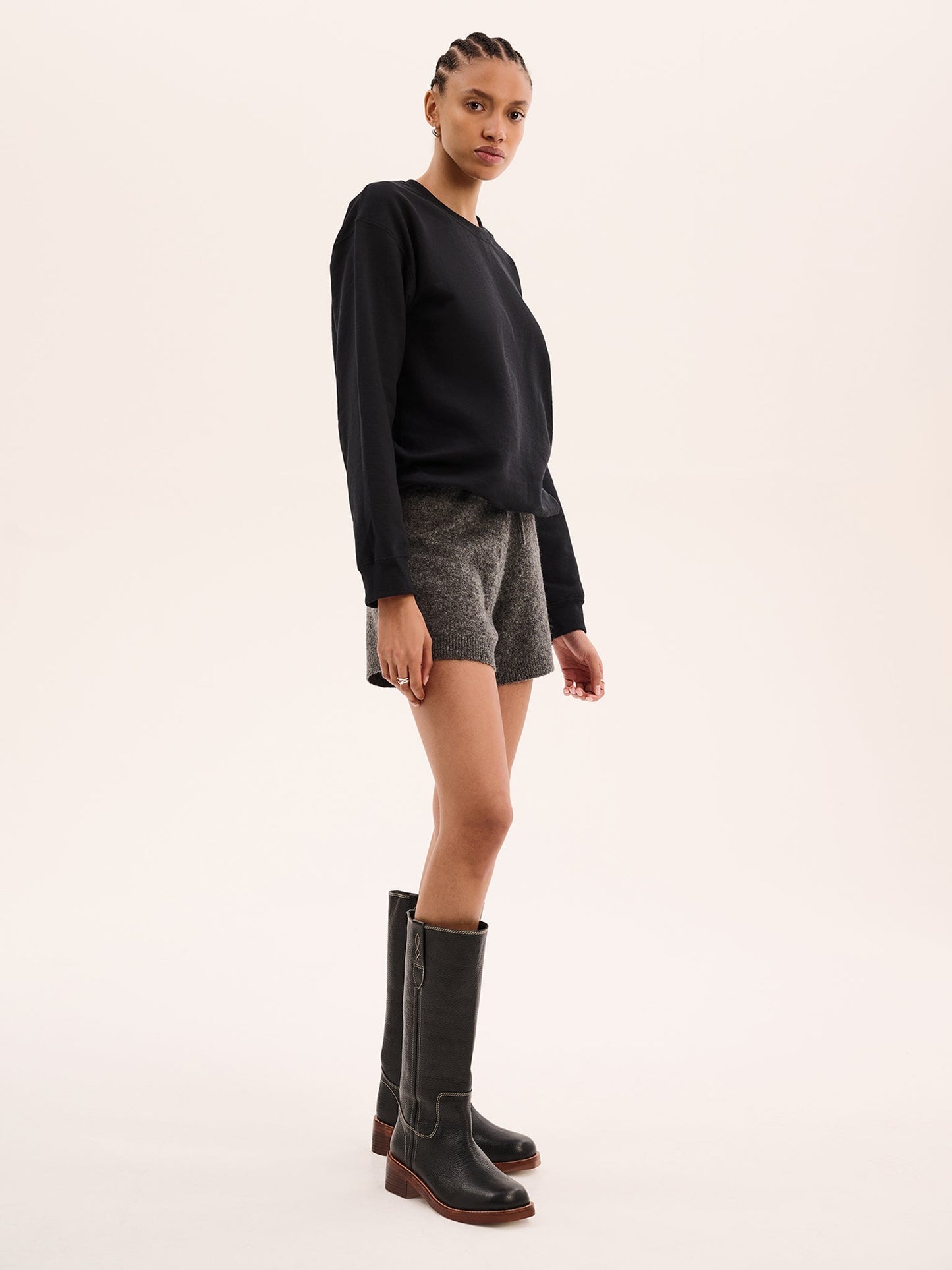 Kayleigh Knit Shorts in Grey Marl