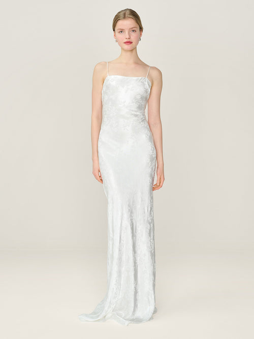 Mira Jacquard Dress in Ivory