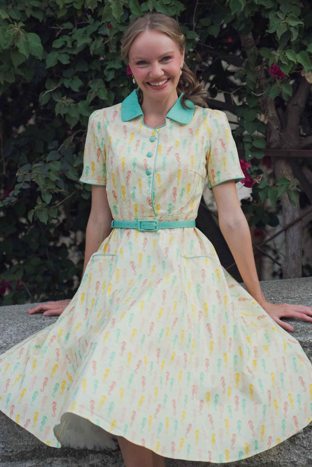 Mabel Seahorse Midi Shirt Dress
