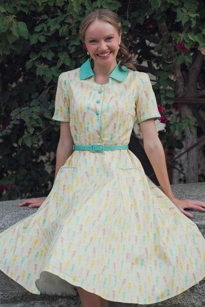 Mabel Seahorse Midi Shirt Dress