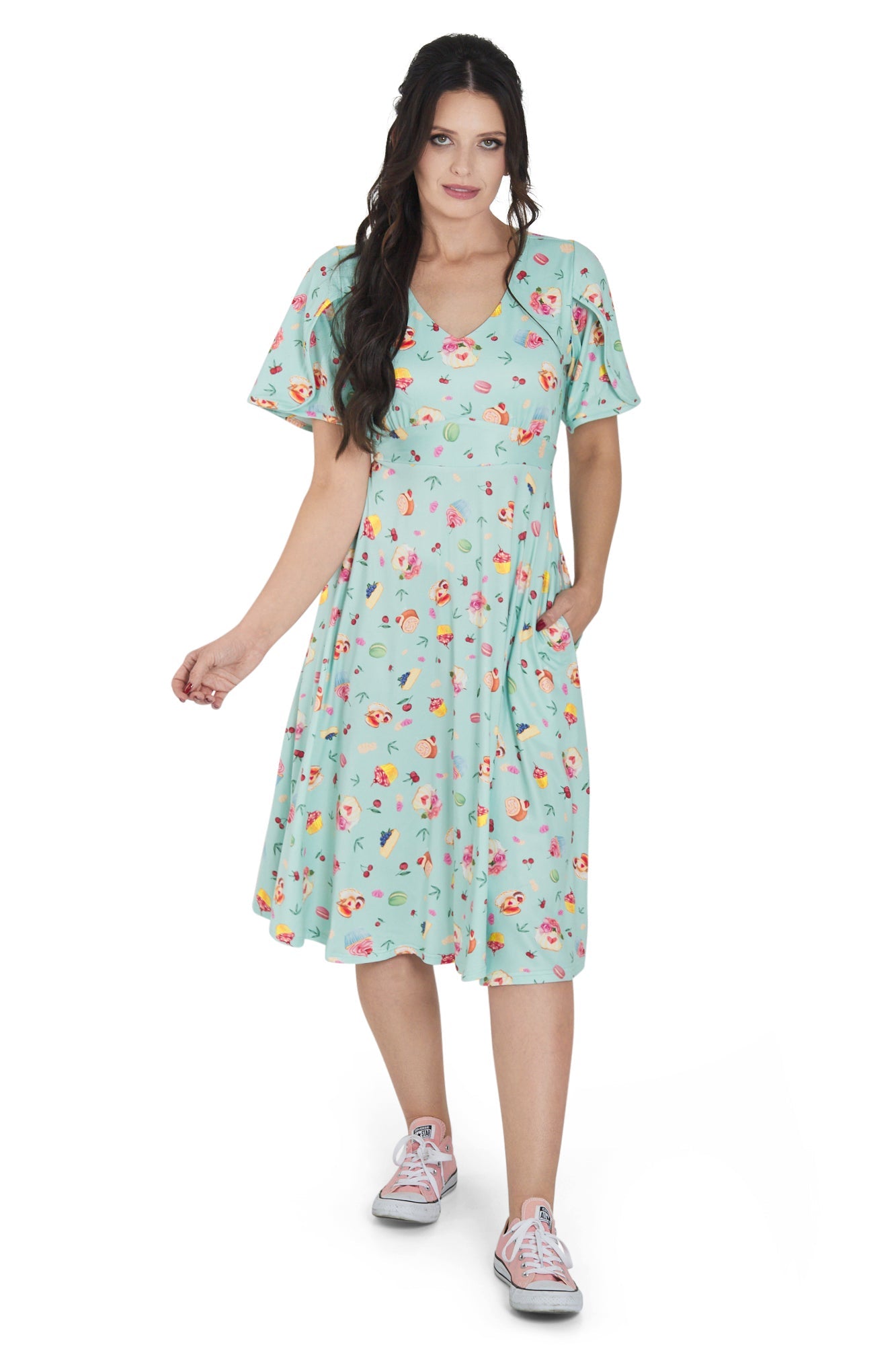 Janice Petal Sleeve Dress In Afternoon Tea Print