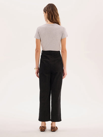 Orielle Cropped Cord Trouser in Black