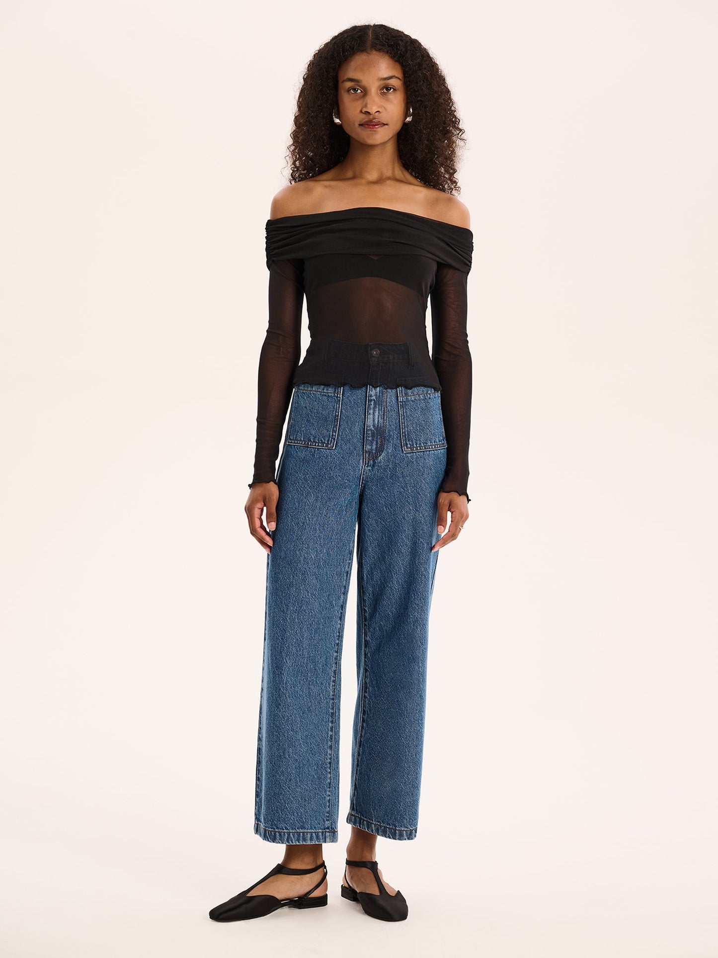 Orielle Cropped Jean in Mid Wash