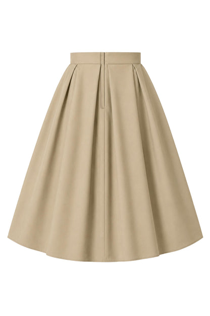 Aisley Beige Plain Pleated Skirt