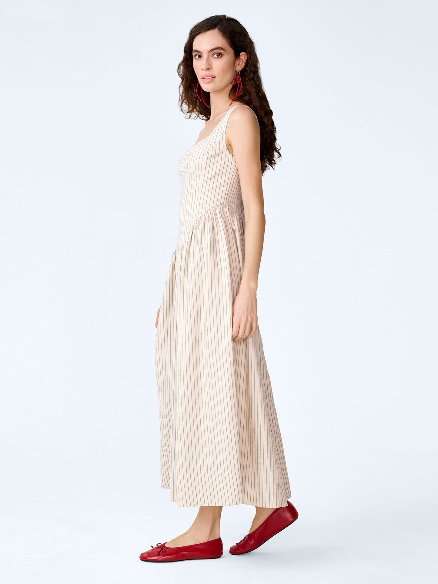 Suri Dress in Cream and Black Stripe